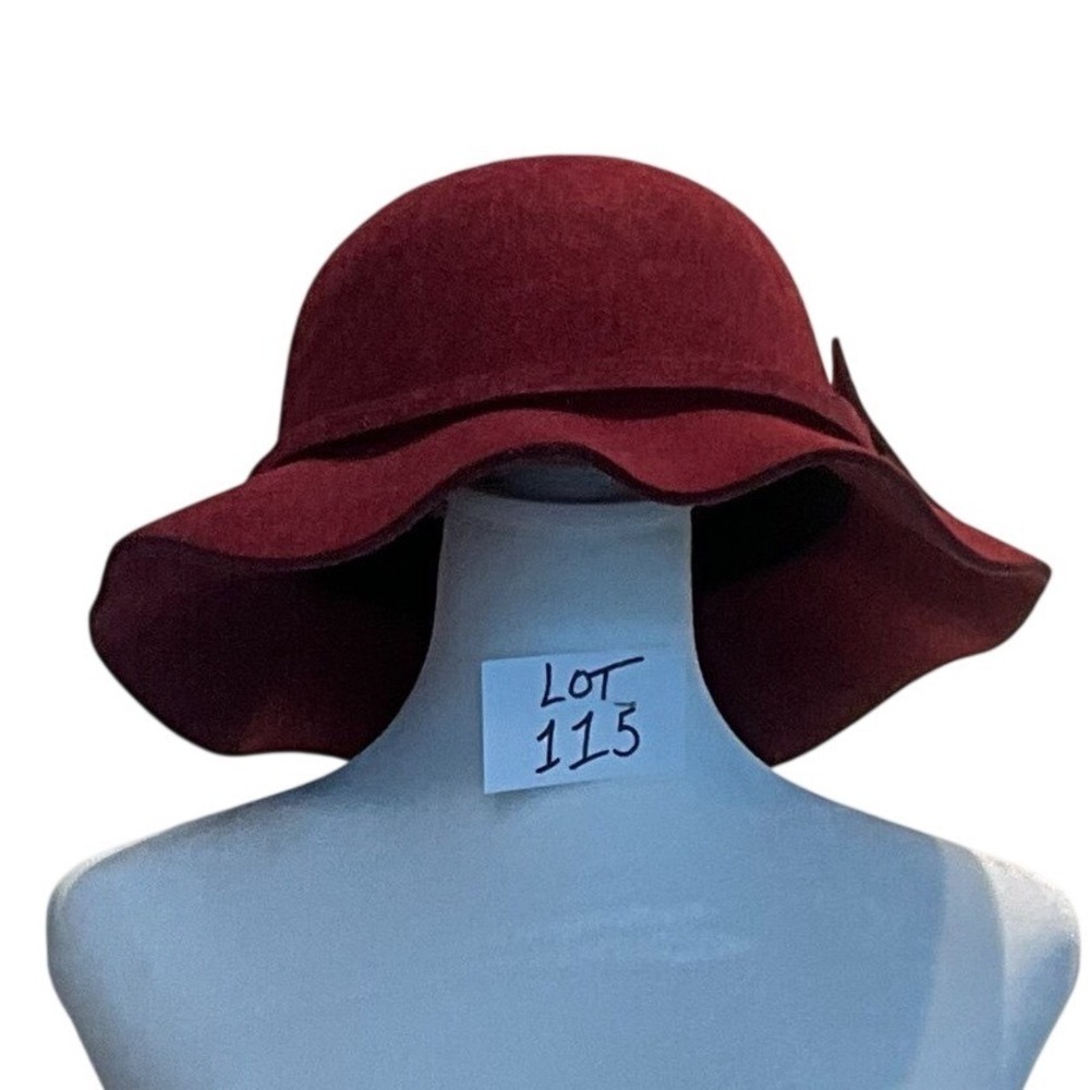 Chic Felt Wool Womens Burgundy Hat
